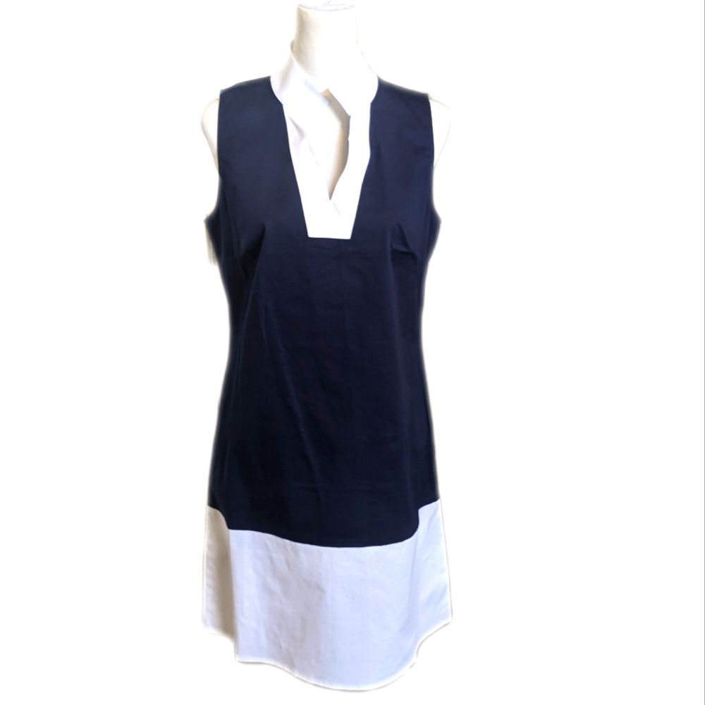 Sail to Sable NWT navy & white cotton blend sleeveless dress, v-neck M